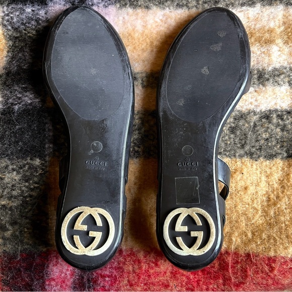 VINTAGE GUCCI *AUTHENTIC* BLACK RUBBER MAROLA BALLET FLATS - Picture 3 of 4
